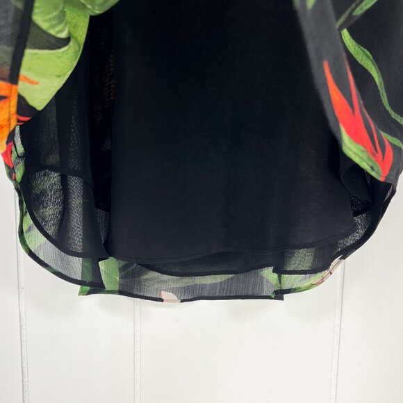 Lauren Ralph Lauren Flutter Sleeve Blouse Floral Tropical Tie Neck Size Medium - Picture 5 of 15